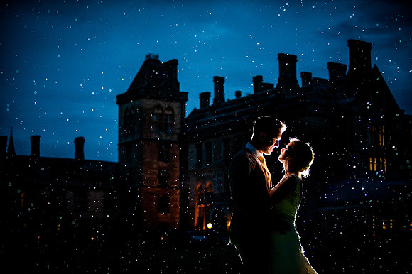 Embracing couple at Walton Hall